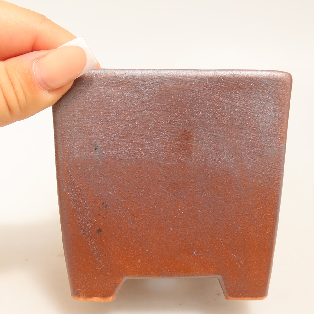 Keramická miska na bonsaje 9 x 9 x 8,5 cm, farba: kovová