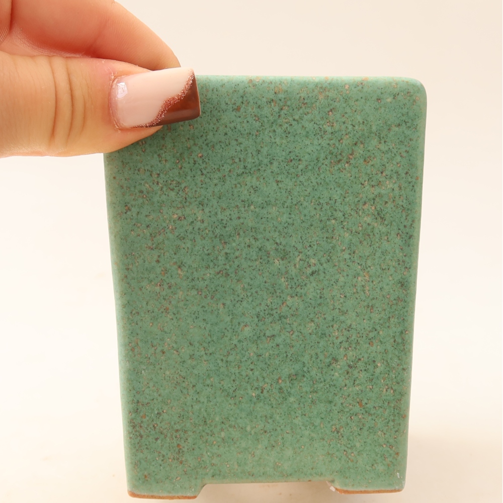Keramická miska na bonsaje 7,5 x 7,5 x 10 cm, farba zelená
