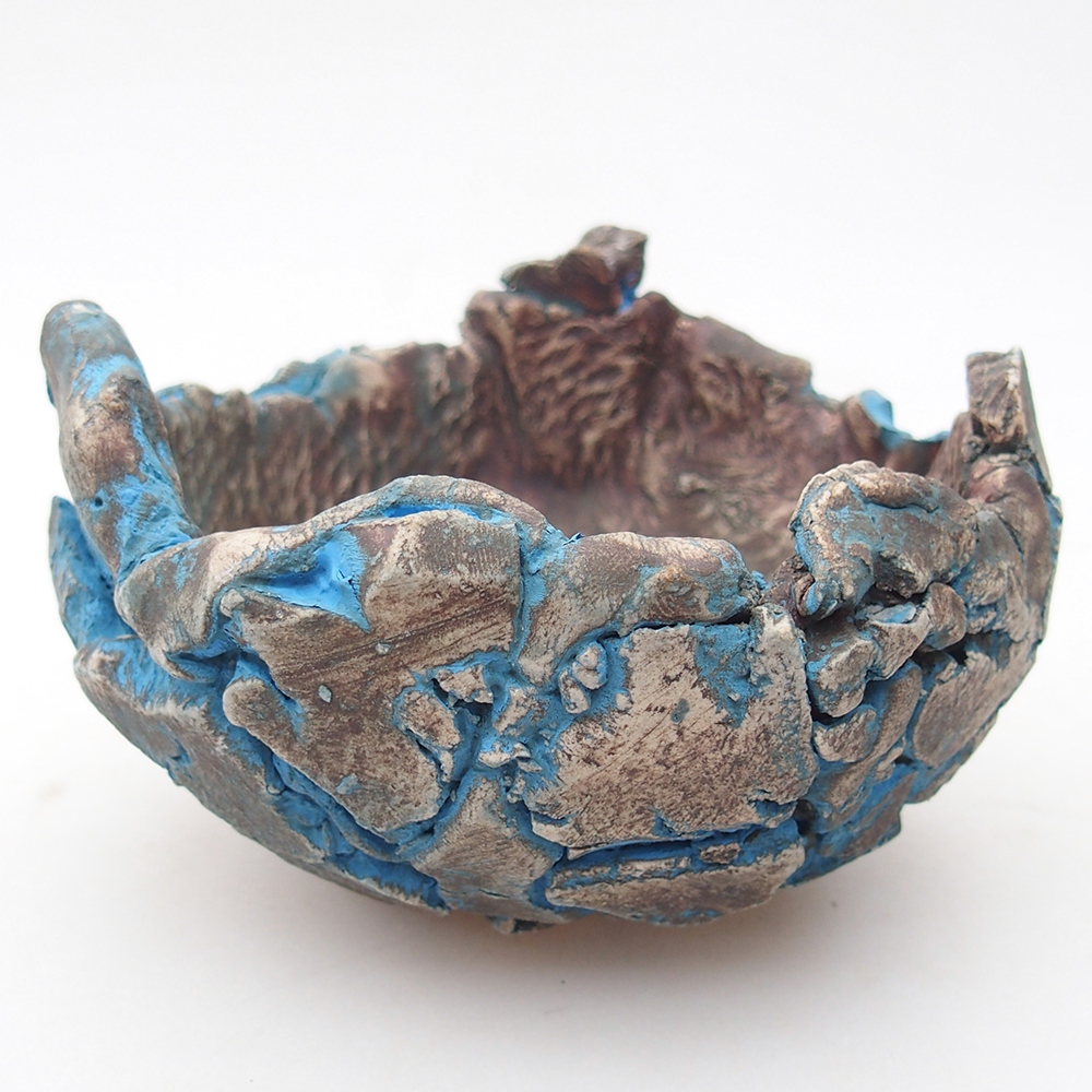 Keramická mušľa 11 x 11 x 7,5 cm , farba modrá