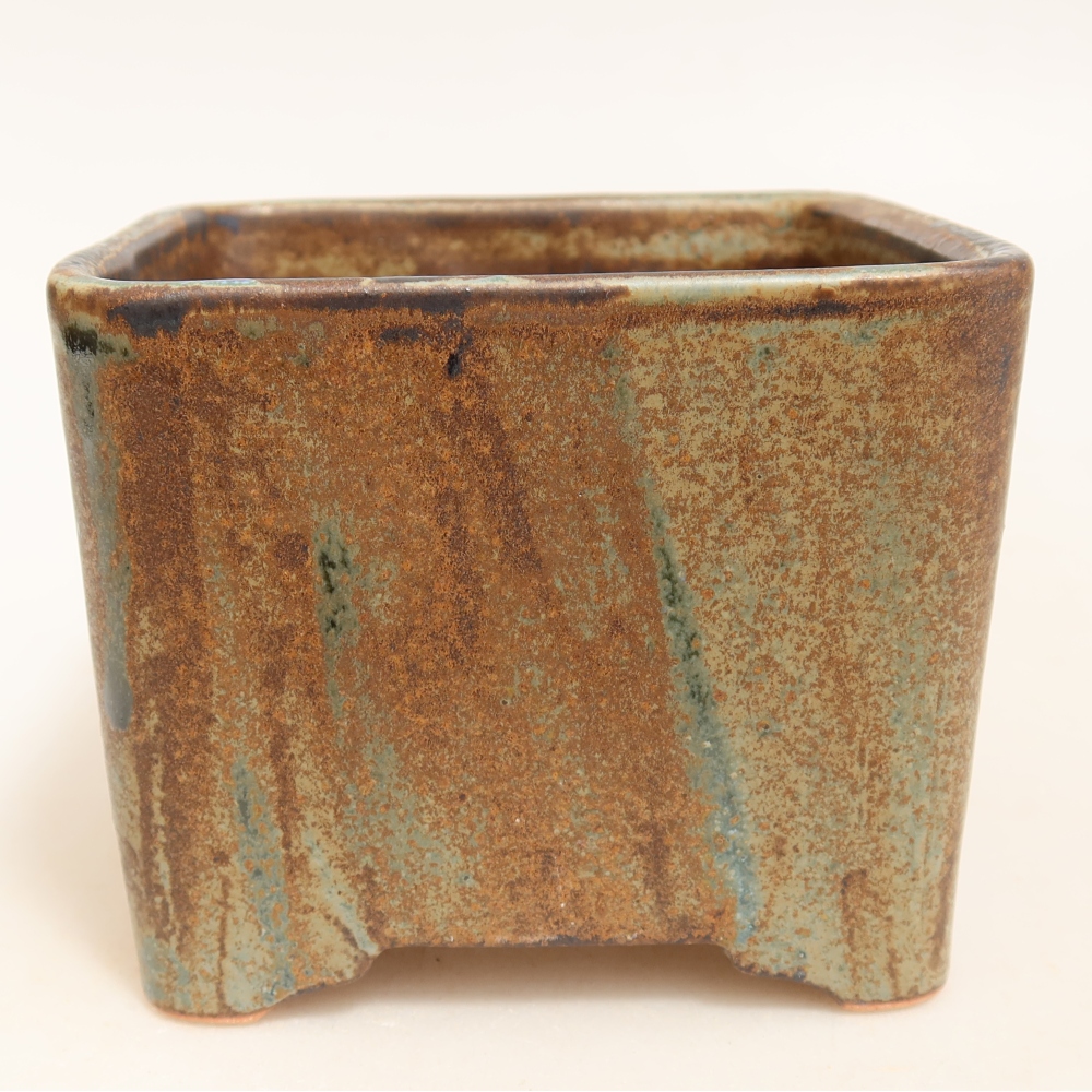 Keramická miska na bonsaje 10 x 10 x 8,5 cm, farba hnedá