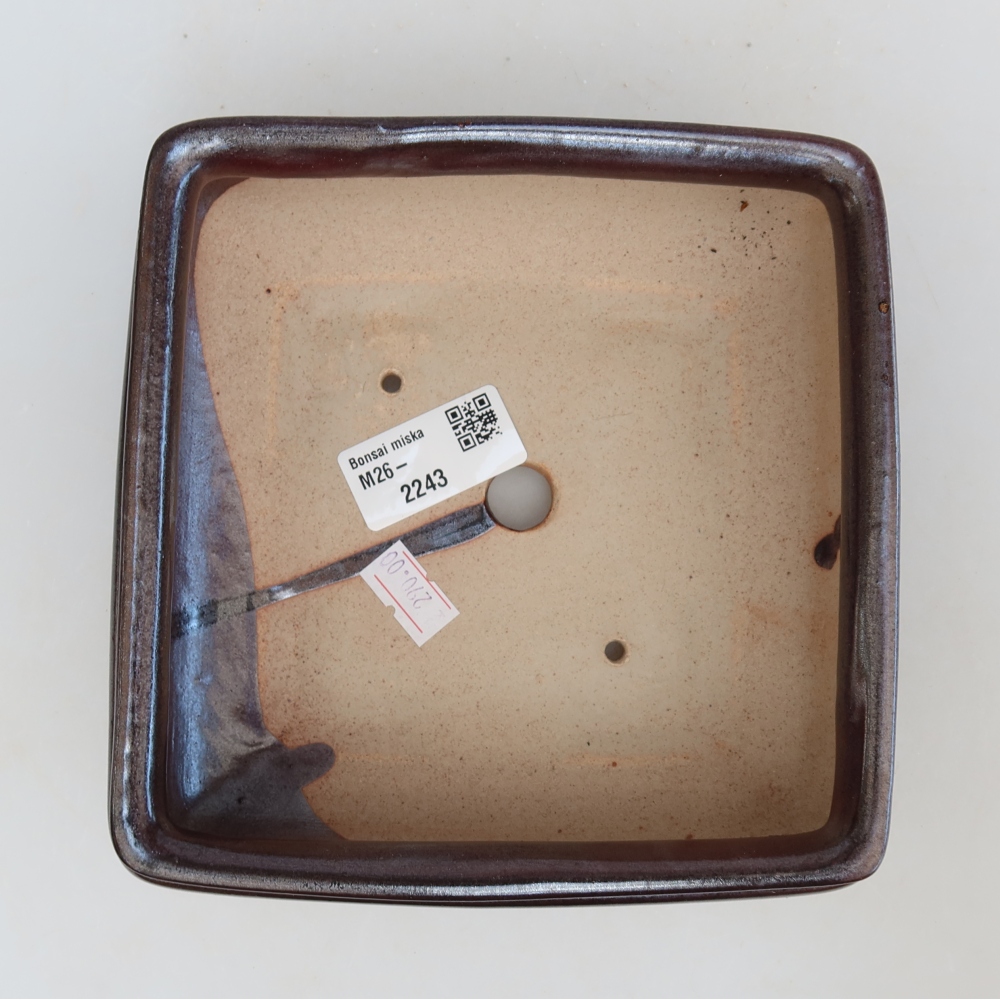 Keramická miska na bonsaje 15,5 x 15,5 x 6 cm, hnedá