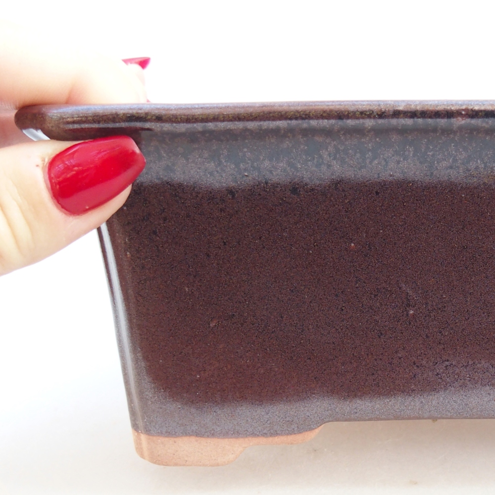 Keramická bonsajová miska 18 x 14 x 7 cm, farba kovu