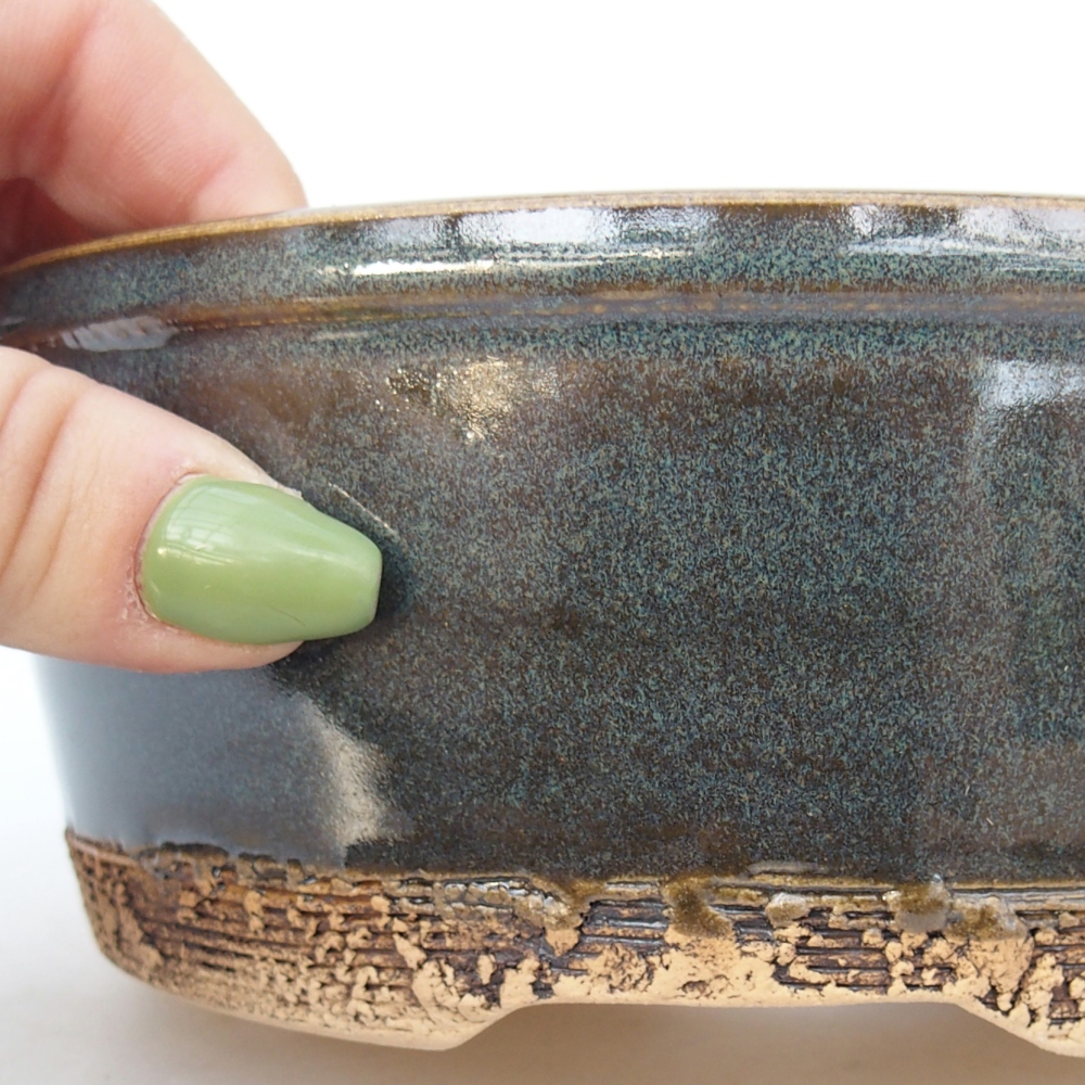 Keramická miska na bonsaje 16 x 16 x 6 cm, modrošedá