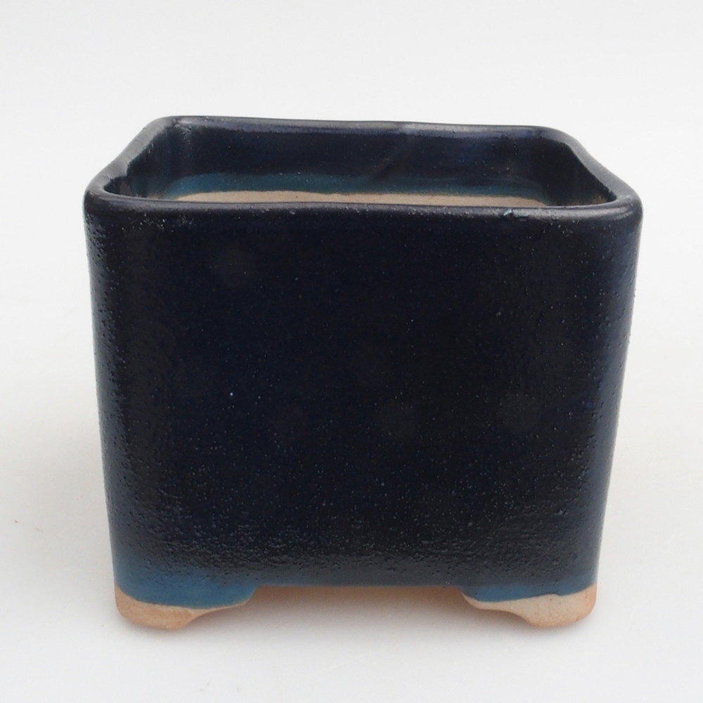 Keramická bonsai miska 10 x 10 x 8 cm, farba modra