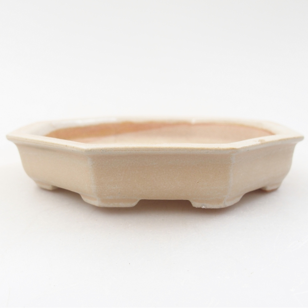 Keramická miska na bonsaje 11,5 x 11,5 x 2 cm, farba béžová