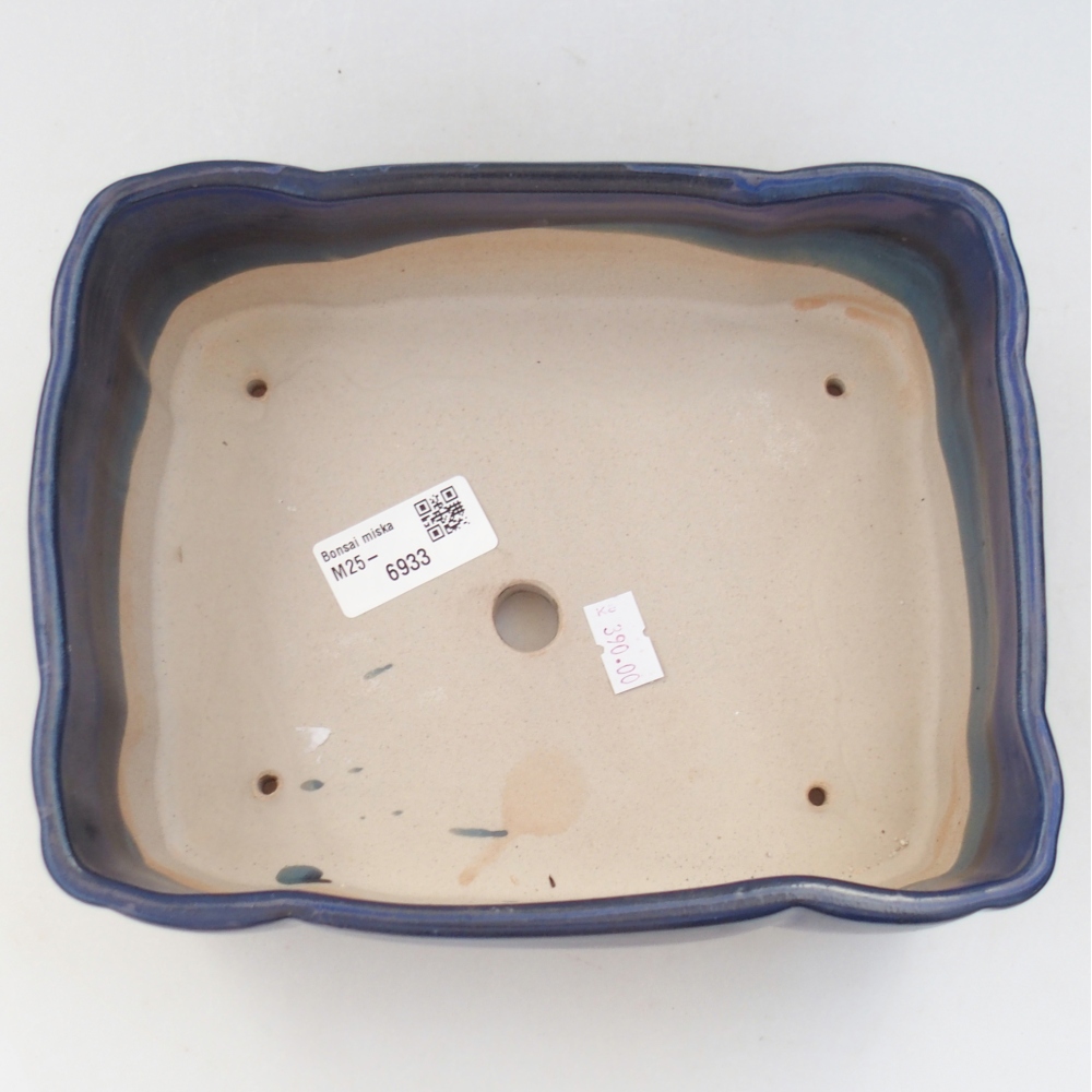 Keramická miska na bonsaje 20,5 x 17 x 7 cm, farba modrá