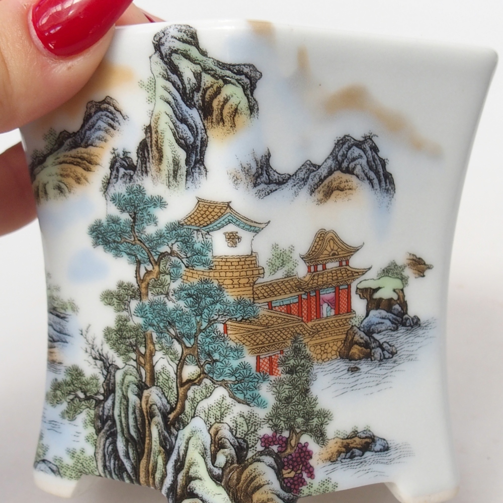 Keramická miska na bonsaje 10,5 x 9,5 x 9 cm, farba biela