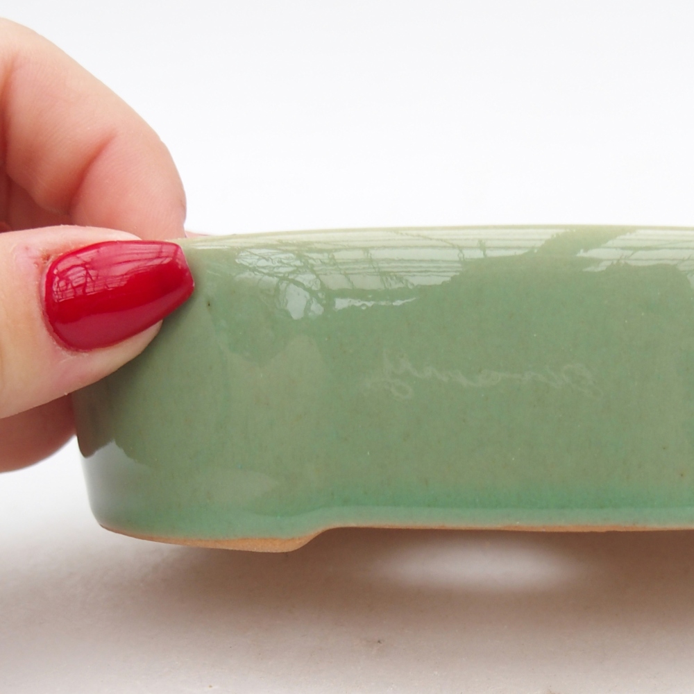 Keramická miska na bonsaje 12,5 x 10 x 3,5 cm, zelená