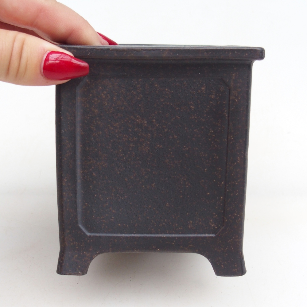 Keramická bonsajová miska 9,5 x 9,5 x 10 cm, hnedastá okrová farba