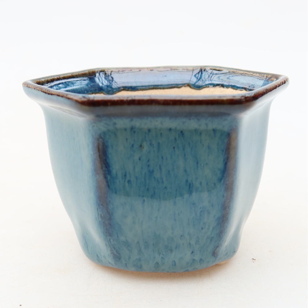 Keramická miska na bonsaje 7 x 6,5 x 5 cm, farba modrá