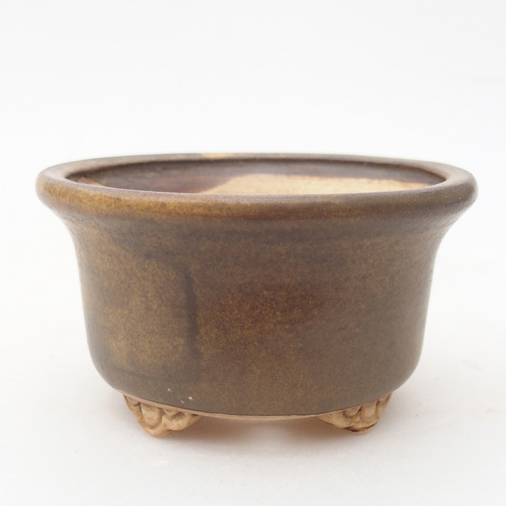 Keramická bonsai miska 9 x 9 x 3,5 cm, farba hnedá