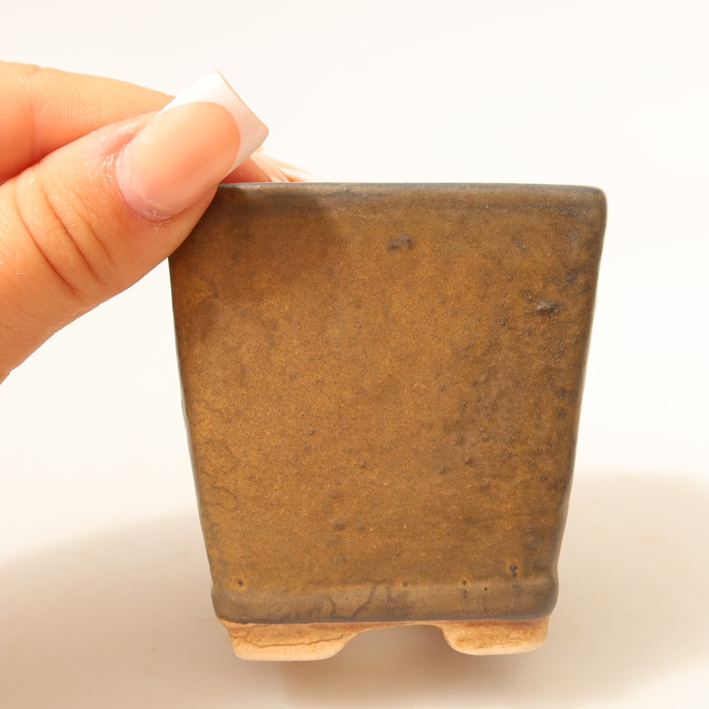 Keramická miska na bonsaje 6,5 x 6,5 x 7 cm, hnedá