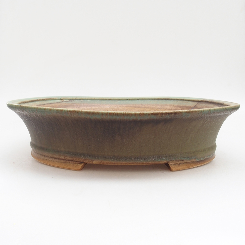 Keramická bonsai miska 32 x 29 x 7 cm, farba zelená