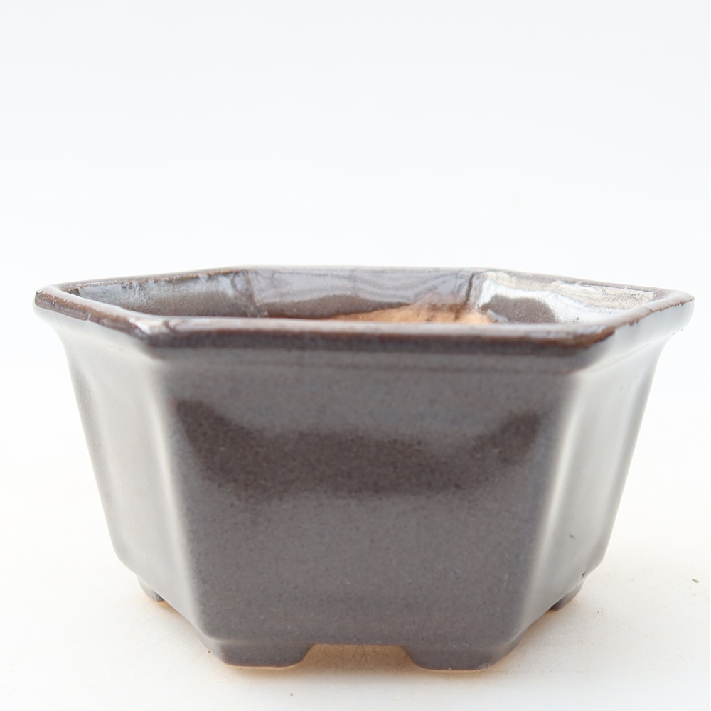 Keramická miska na bonsaje 8 x 7 x 4 cm, farba sivá