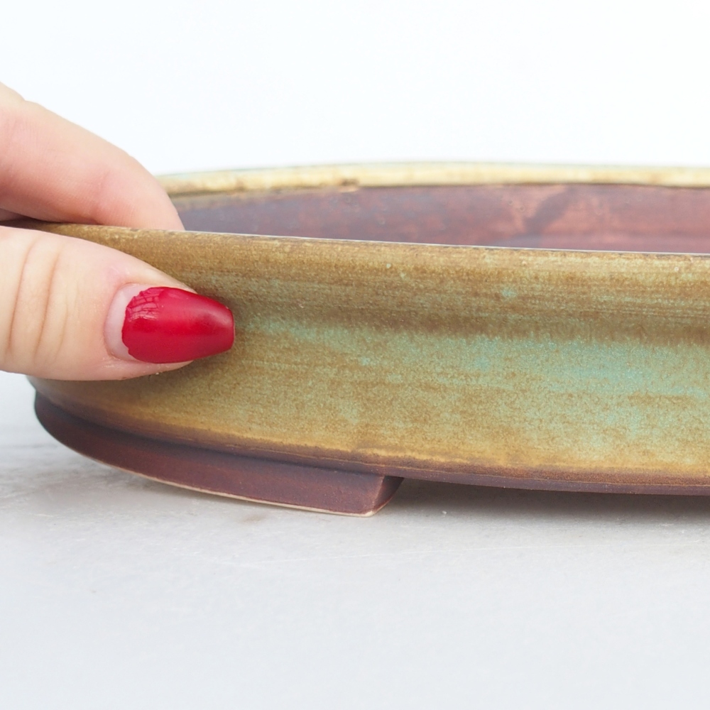 Keramická miska na bonsaje 31 x 27 x 4,5 cm, zelená