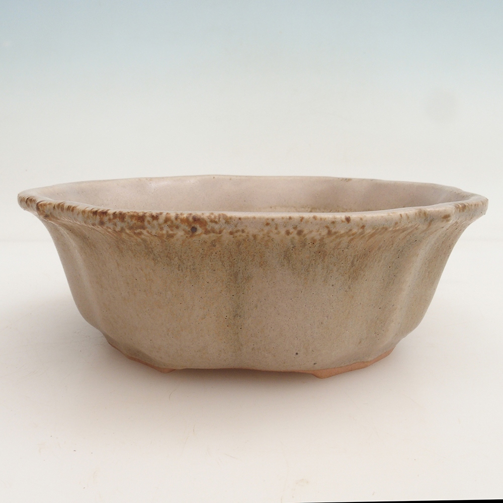 Bonsai miska + podmiska H06 – 14,5 x 14,5 x 5 cm. - béžová