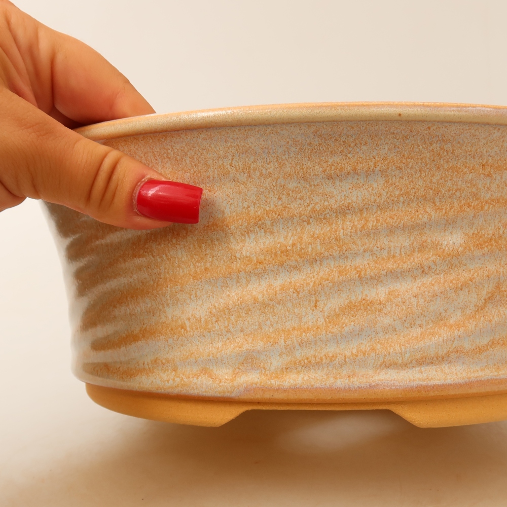 Keramická miska na bonsaje 26 x 26 x 9,5 cm, farba béžová