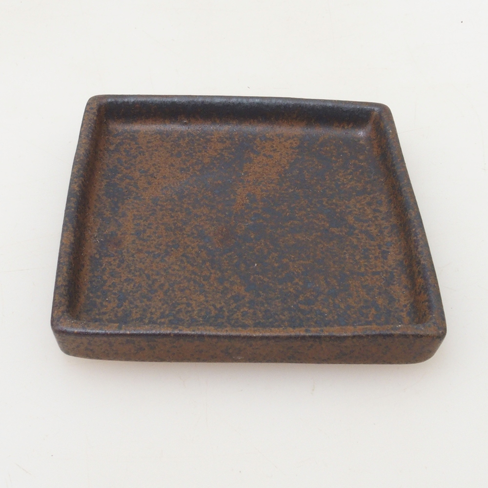 Bonsai podmiska štvorc S - 8 x 8 x 1 cm - hnedá