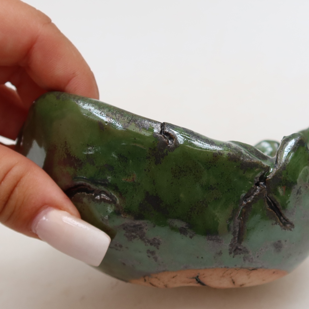 Keramická škrupina  11,5 x 10,5 x 7 cm, farba zelená
