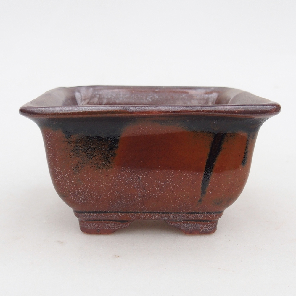 Keramická miska na bonsaje 10 x 10 x 6 cm, bordová