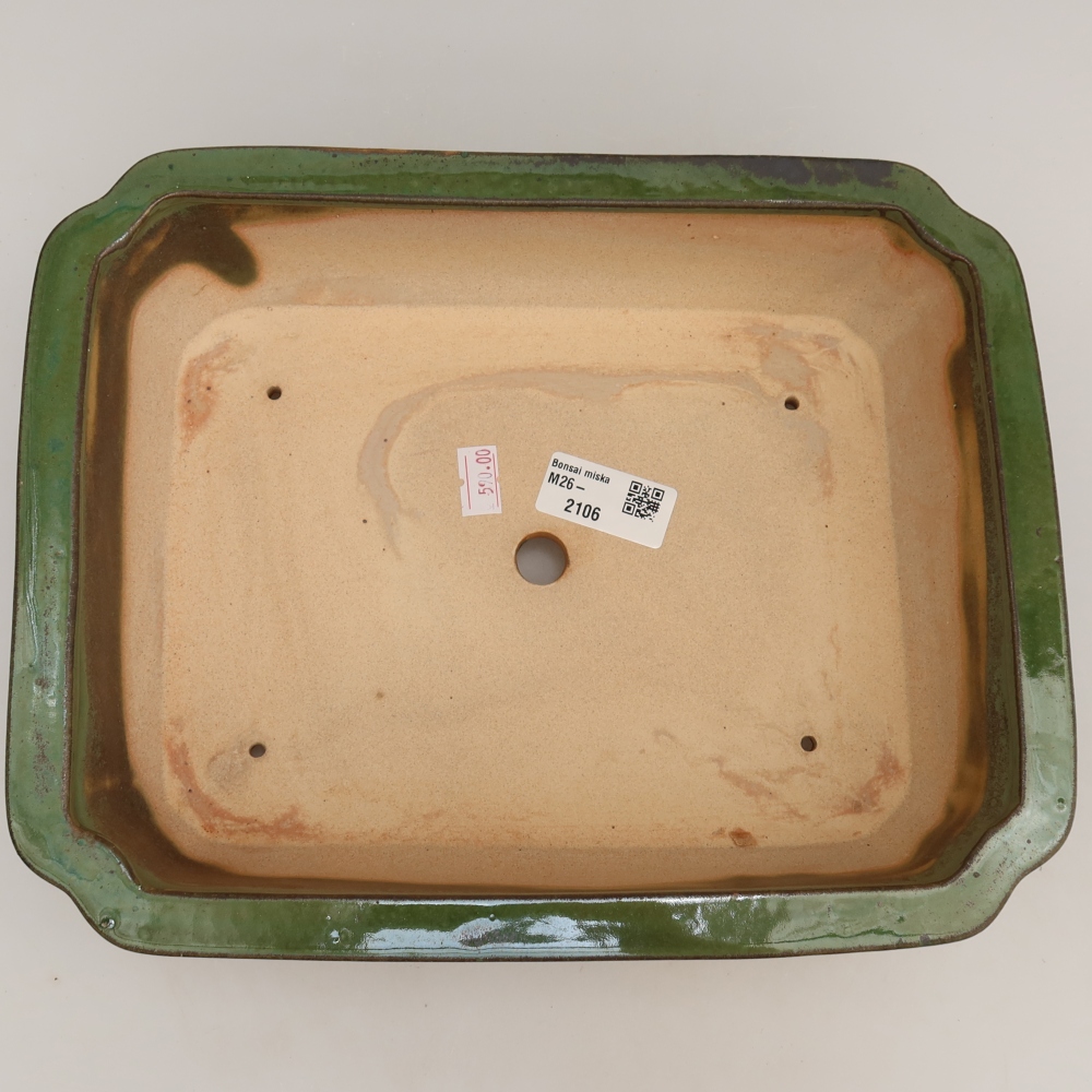 Keramická miska na bonsaje 27,5 x 21,5 x 7 cm, farba zelená