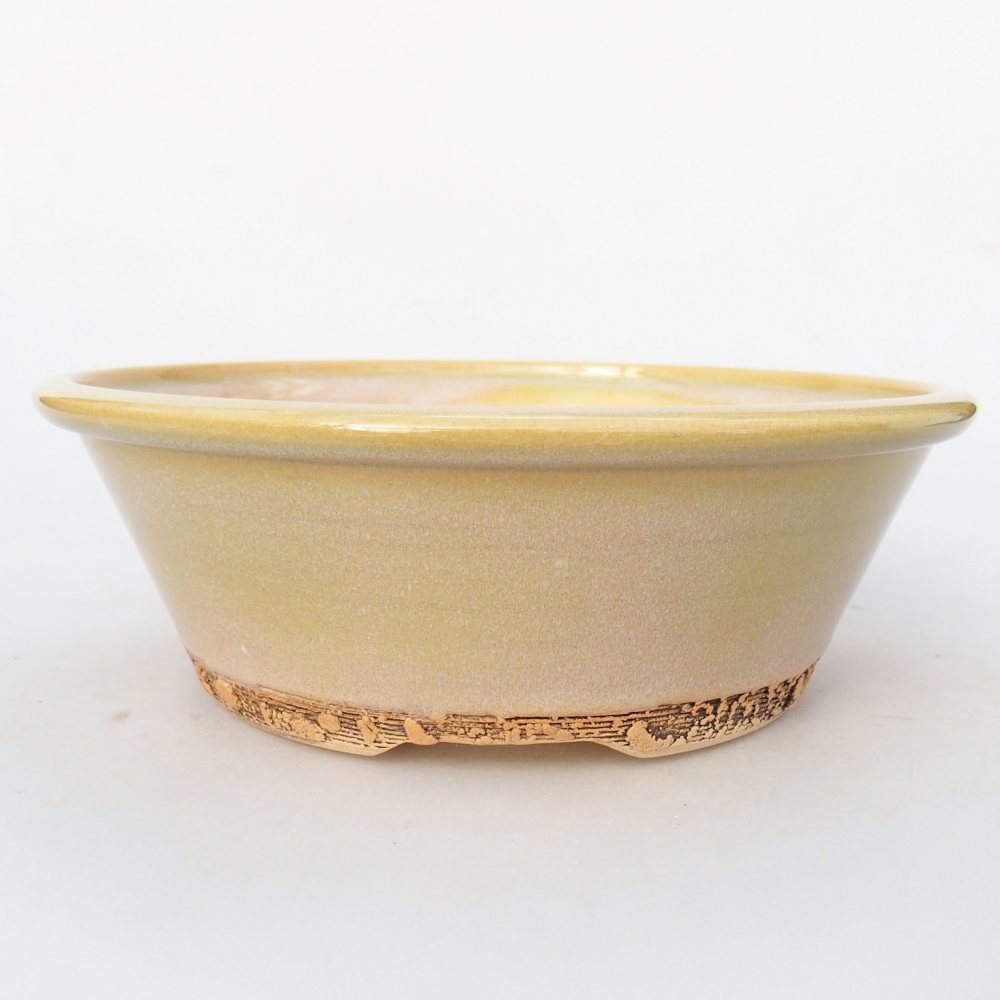 Keramická bonsajová miska 20,5 x 20,5 x 7 cm, žltozelená