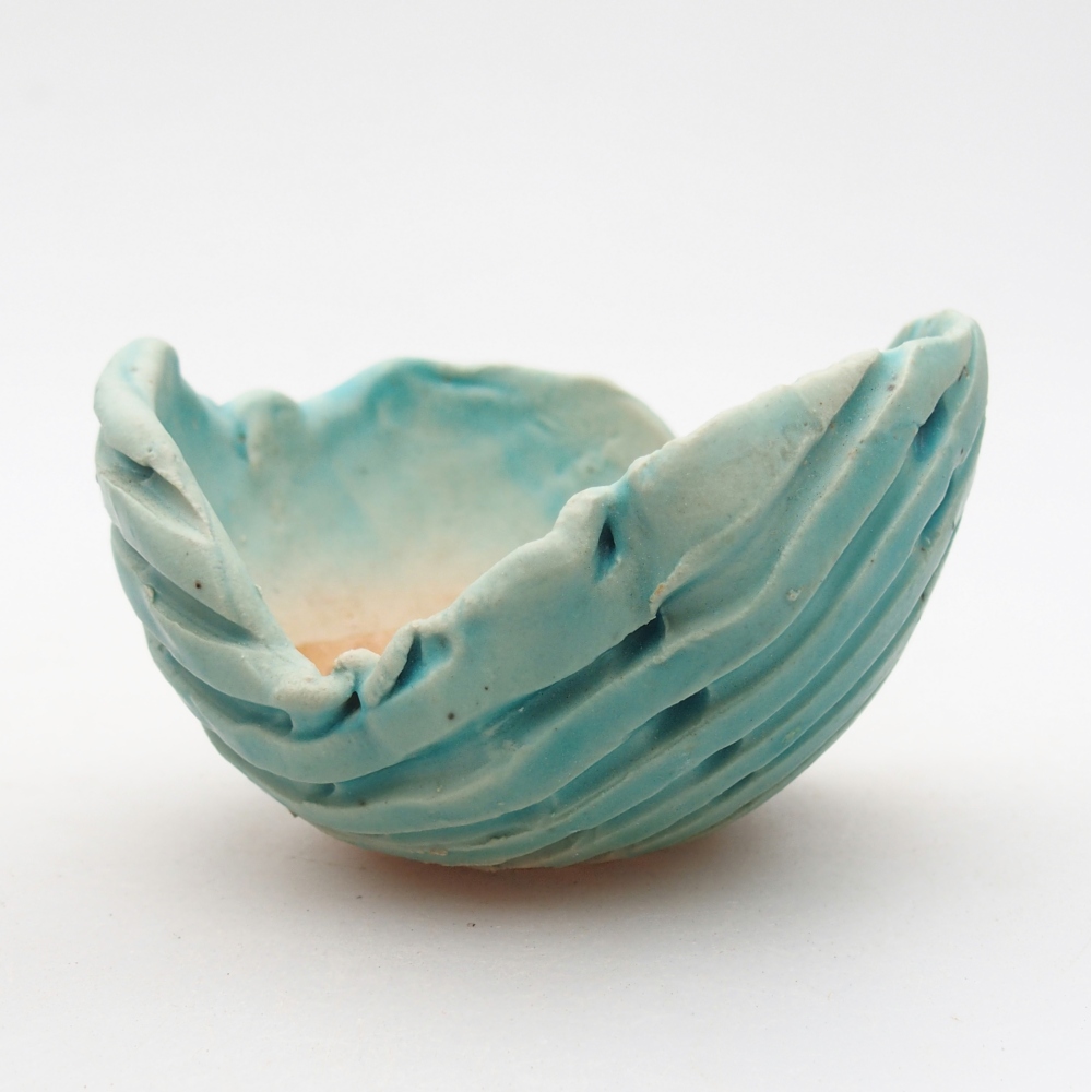 Keramická mušľa 8,5 x 8 x 5,5 cm , farba modrá