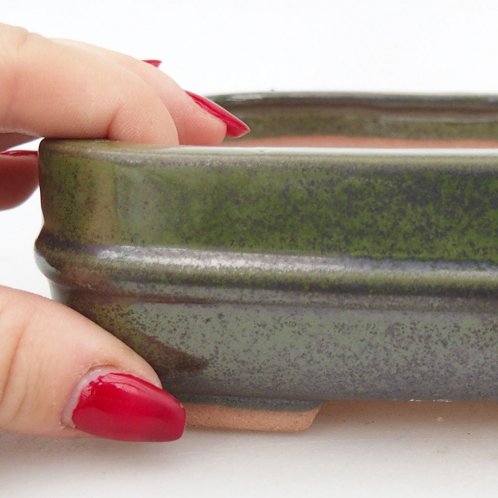 Keramická bonsajová miska 14,5 x 12,5 x 4,5 cm, zelená