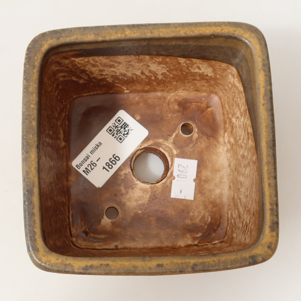 Keramická miska na bonsai 10,5 x 10,5 x 7 cm, farba hnedá