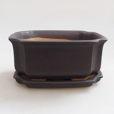 Bonsai miska + podmiska H01 - miska 12 x 9 x 5 cm, podmiska 11,5 x 8,5 x 1 cm, čierna matná