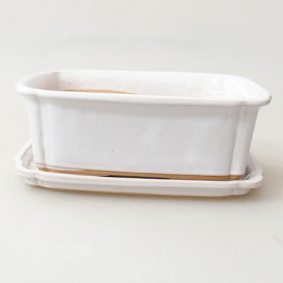 Bonsai miska + podmiska H 50 - miska 16,5 x 12 x 6 cm, podmiska 17 x 12,5 x 1,5 cm, biela