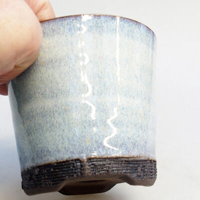 Keramická bonsai miska 8 x 8 x 7 cm, farba modrá - 2