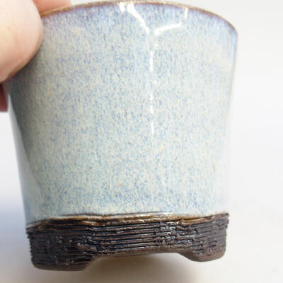 Keramická bonsai miska 8 x 8 x 7 cm, farba modrá - 2