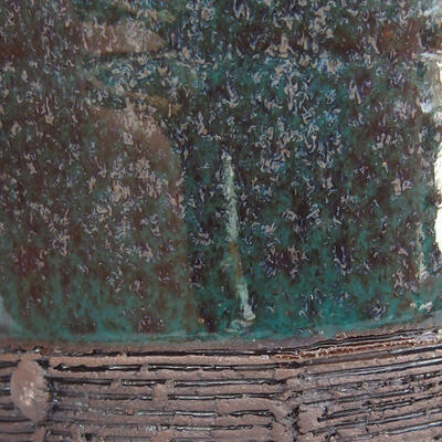 Keramická bonsai miska 9,5 x 9,5 x 9 cm, farba zelená - 2