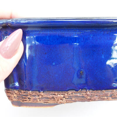 Bonsai miska H 50 - 16,5 x 12 x 6 cm, modrá škrabaná - 2