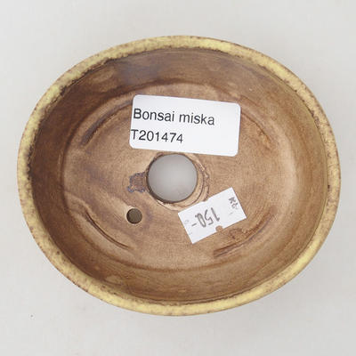 Keramická bonsai miska 10 x 8,5 x 3,5 cm, farba hnedožltá - 3