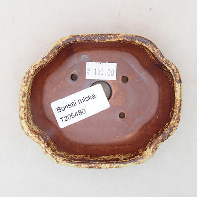 Keramická bonsai miska 10 x 8,5 x 3 cm, farba hnedožltá - 3