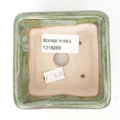 Keramická bonsai miska 8 x 8 x 5 cm, farba zelená - 3